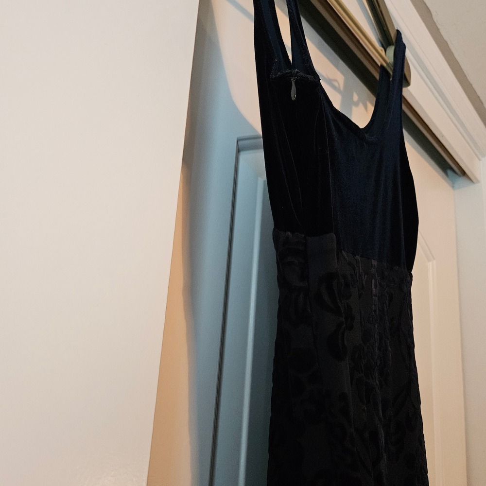 Vtg 90s Velvet Burnout Floral Maxi Dress 4 Whimsigoth Laundry Empire Babydoll - Picture 11 of 14